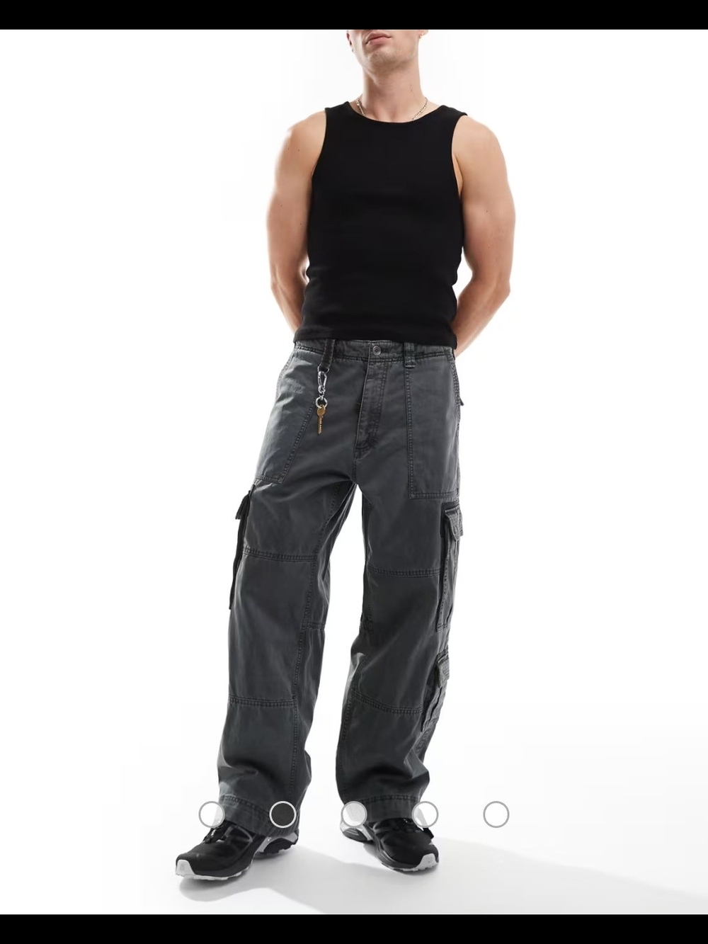 ABERCROMBIE & FITCH ULTRA BAGGY UTILITY CARGO PANTS DARK CHARCOAL NWT MEN'S 31X3